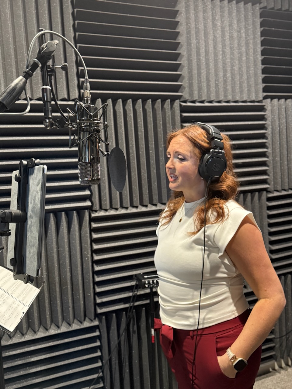 Hejdi Swan recording Sample 3 in the studio